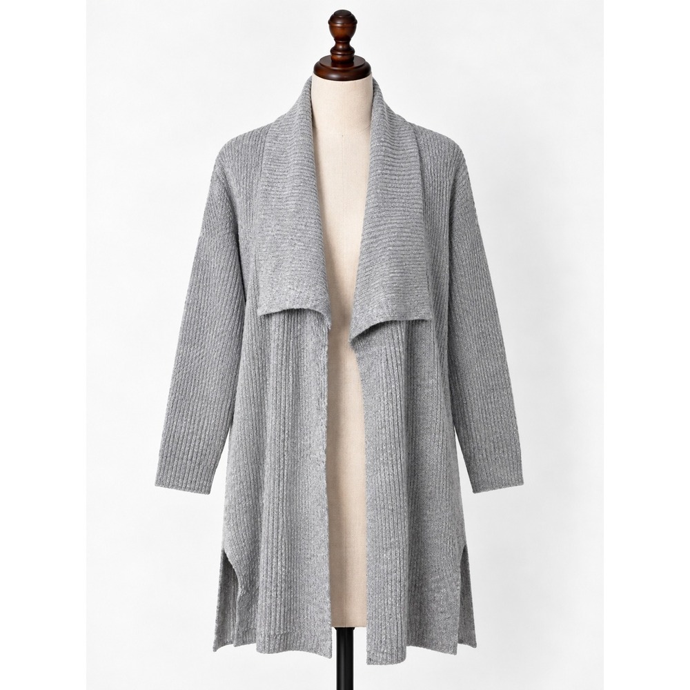 Lane Bryant Gray Ribbed Open Front Longline Cardigan Sweater 10/12 Layering